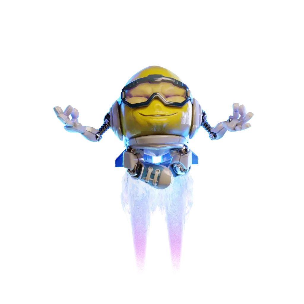 The Lemon Jet lemon astronaut taking flight